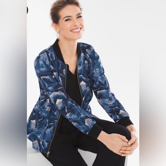 Chico’s Printed Bomber Jacket, Size 4 (Chico’s Size 0) - Picture 2 of 14